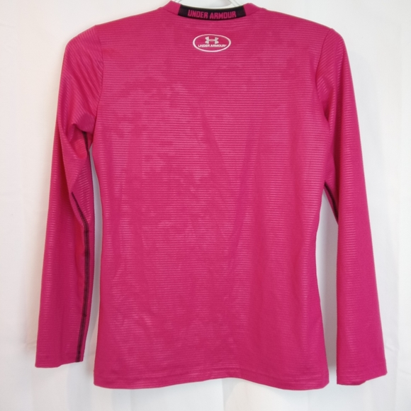 Lot Under Armor Fitted Girls Pink Heat Gear Top YLG - Gray All Season Capris YMD - Picture 2 of 7